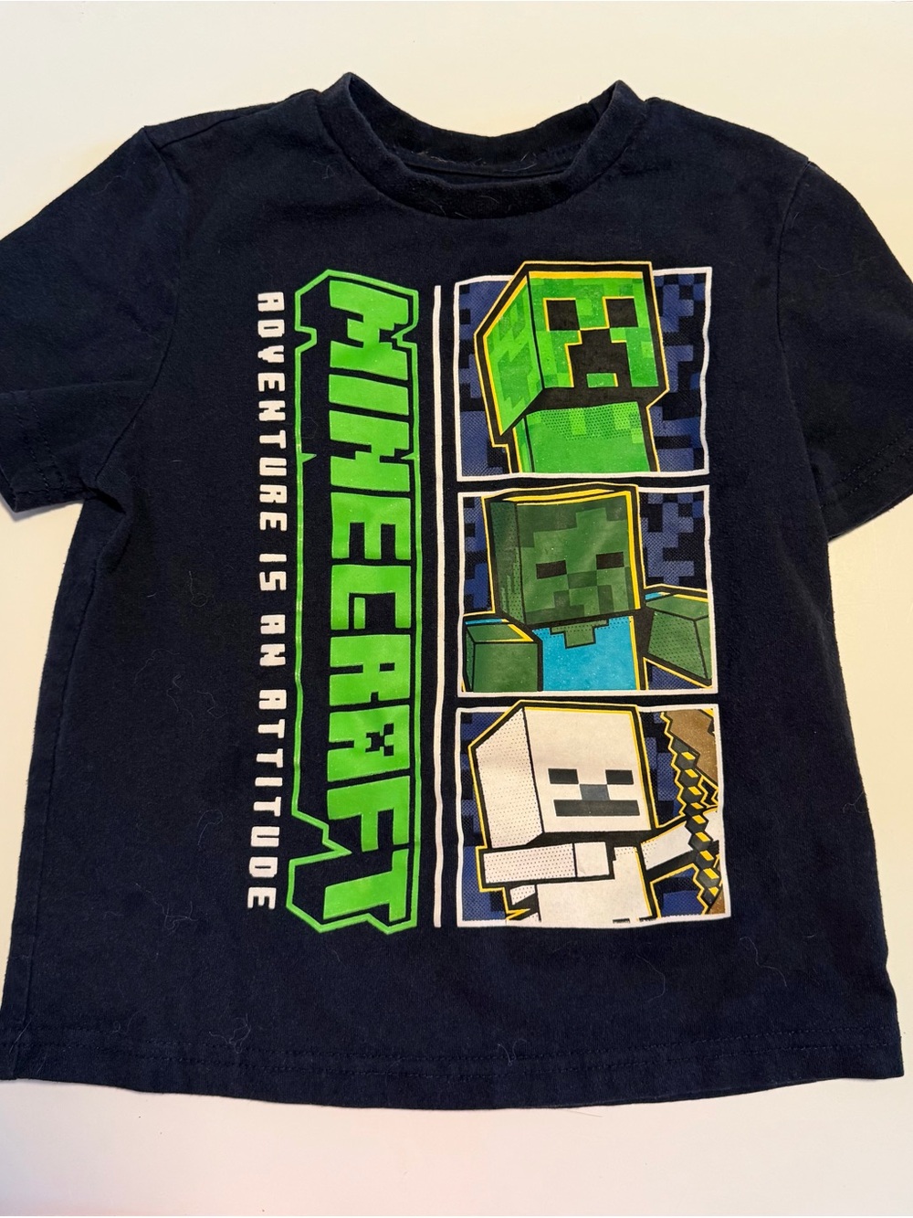 Minecraft Boys Navy Graphic T-Shirt Size 3/4